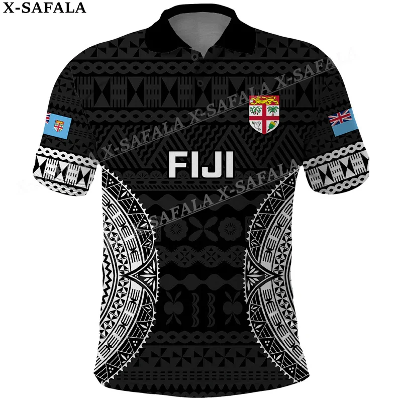 Fiji Rugby Polynesia Fiji For 7s, Its Time 3D Print Polo Shirt Short Sleeves Man Overshirt  Summer Fashion Clothing Tracksuits-3