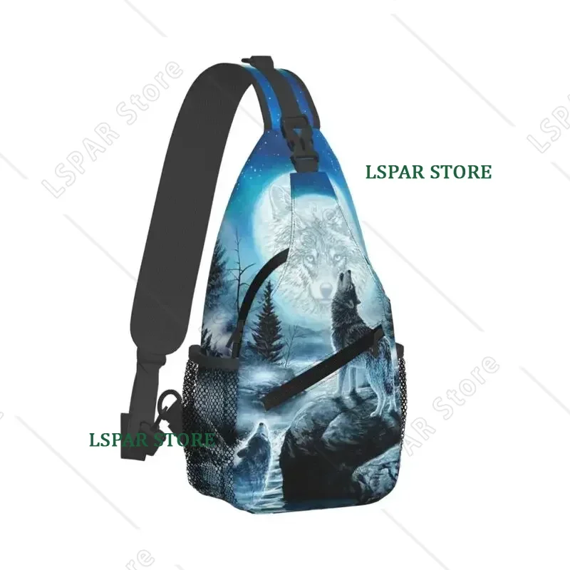 Custom Personalized Resentment Of The Wolf Sling Bags Men Cool Animal Shoulder Chest Crossbody Backpack Traveling Daypack