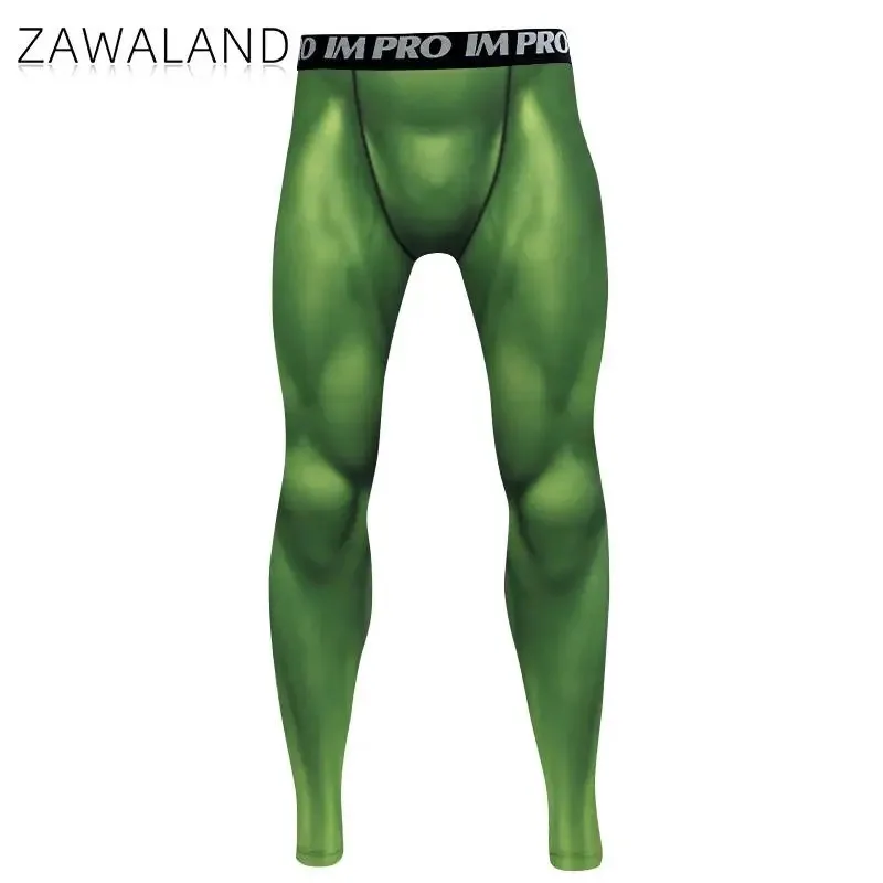 CyZawaland أداء الهالوين خارقة تأثيري هالك ضغط الجوارب الرجال العضلات طباعة السراويل تجريب اللياقة البدنية السراويل
