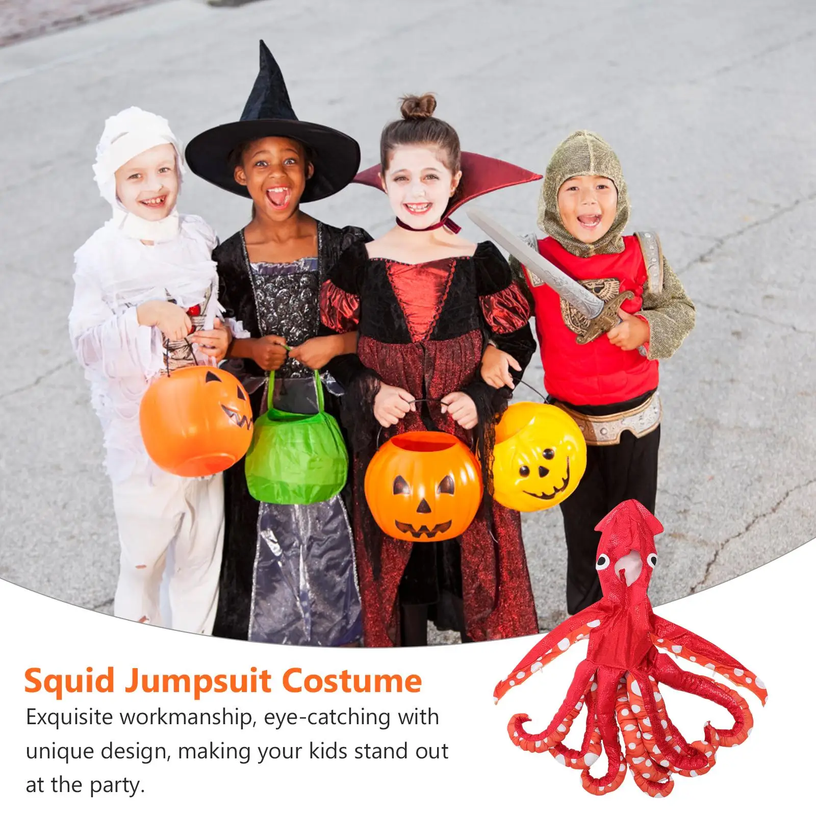 

Squid One Costume Kids Halloween Role Play Costume Party Jumpsuit Dress Up Role Play Children Stage Performance Polyester