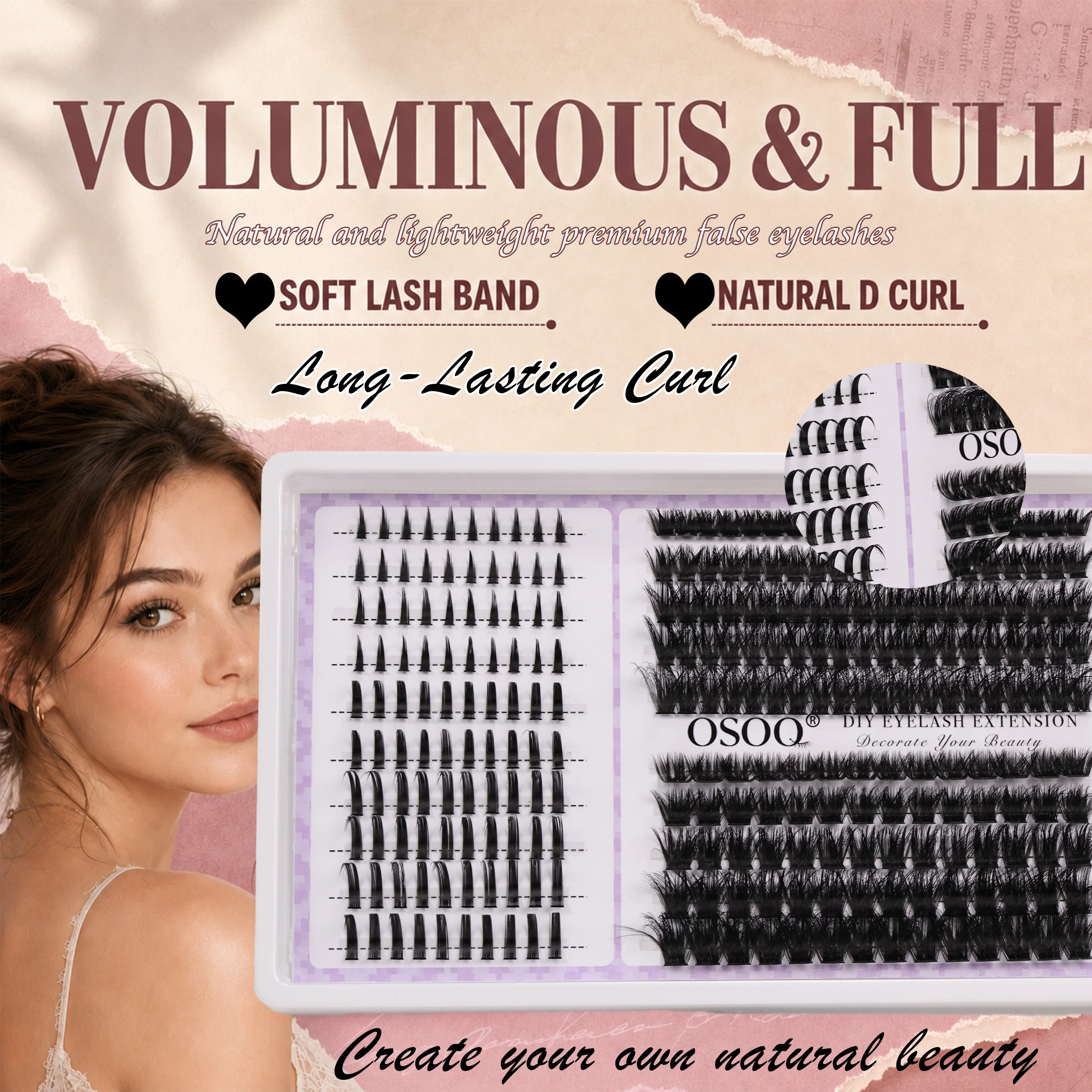 Lash Extensions Kit Spikes Lash Individuals 3D Volume Eyelash Clusters D-Curly Lash Clusters Kit 10-16MM DIY Eyelash Extensions