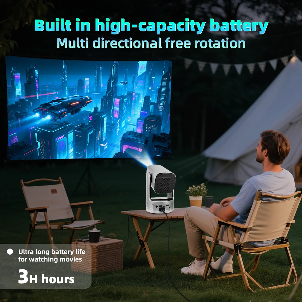 NEW HT26 Projector Android12.0 200 Lumens 1080P Outdoor Portable Mini Movie Home with Dual WiFi BT5.2 Projectors Holiday Gift