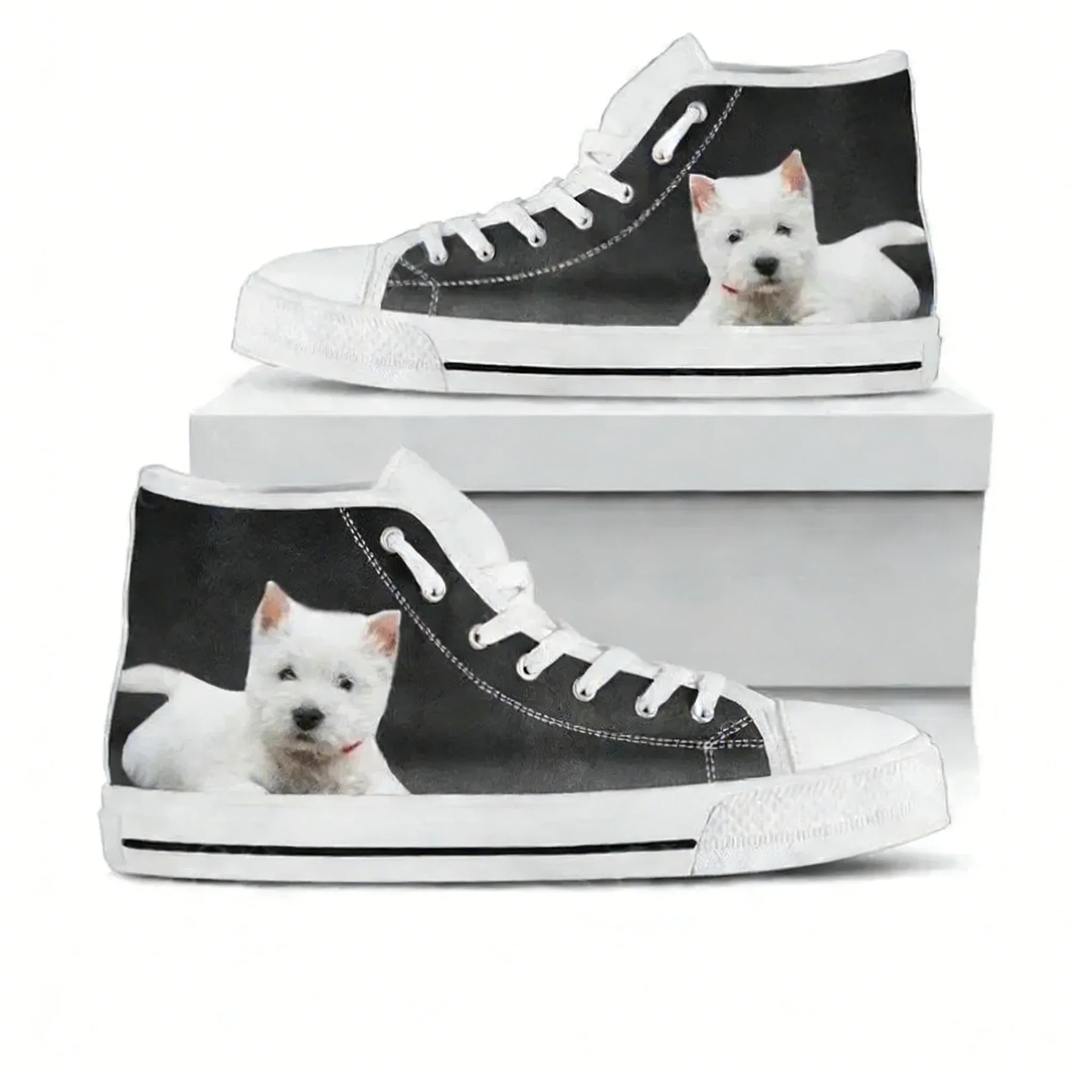 Westie High Top Shoes Mens Womens Teenager Sneakers Canvas High Quality Outdoor Daily Sneaker Custom Made Couple Shoe