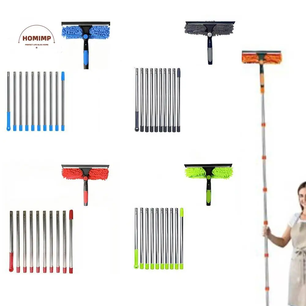 

Long Duster Window Cleaning Squeegee 2 In 1 Washing Extension Pole Window Wiper High Spider Microfiber Ceiling Duster Car Glass