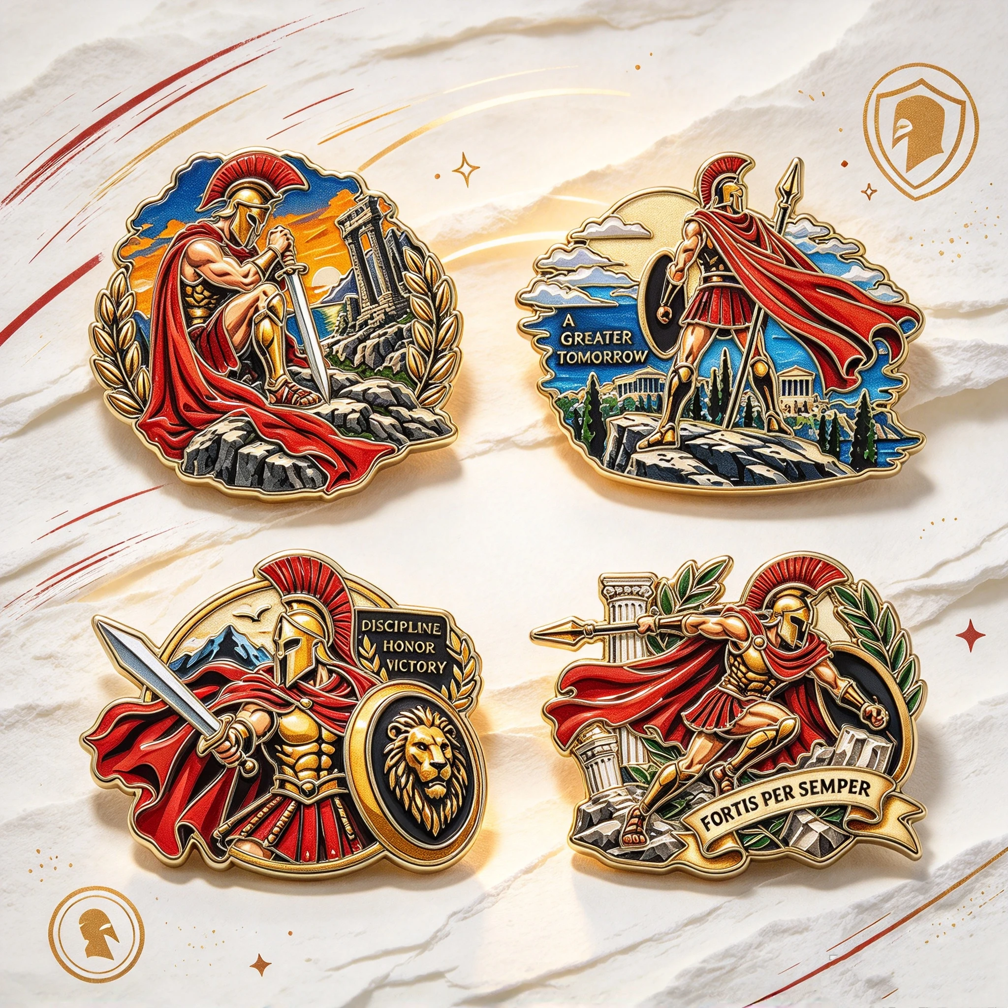 4Pcs Ancient Greek Warrior Embroidery Patches, Spartan Hero Print Patch, DIY Decor for Jackets & Backpack