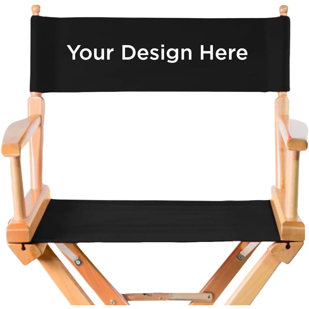

Personalized Tall Director's Chair – Natural Finish with Customizable Black Canvas, Complete Professional Package