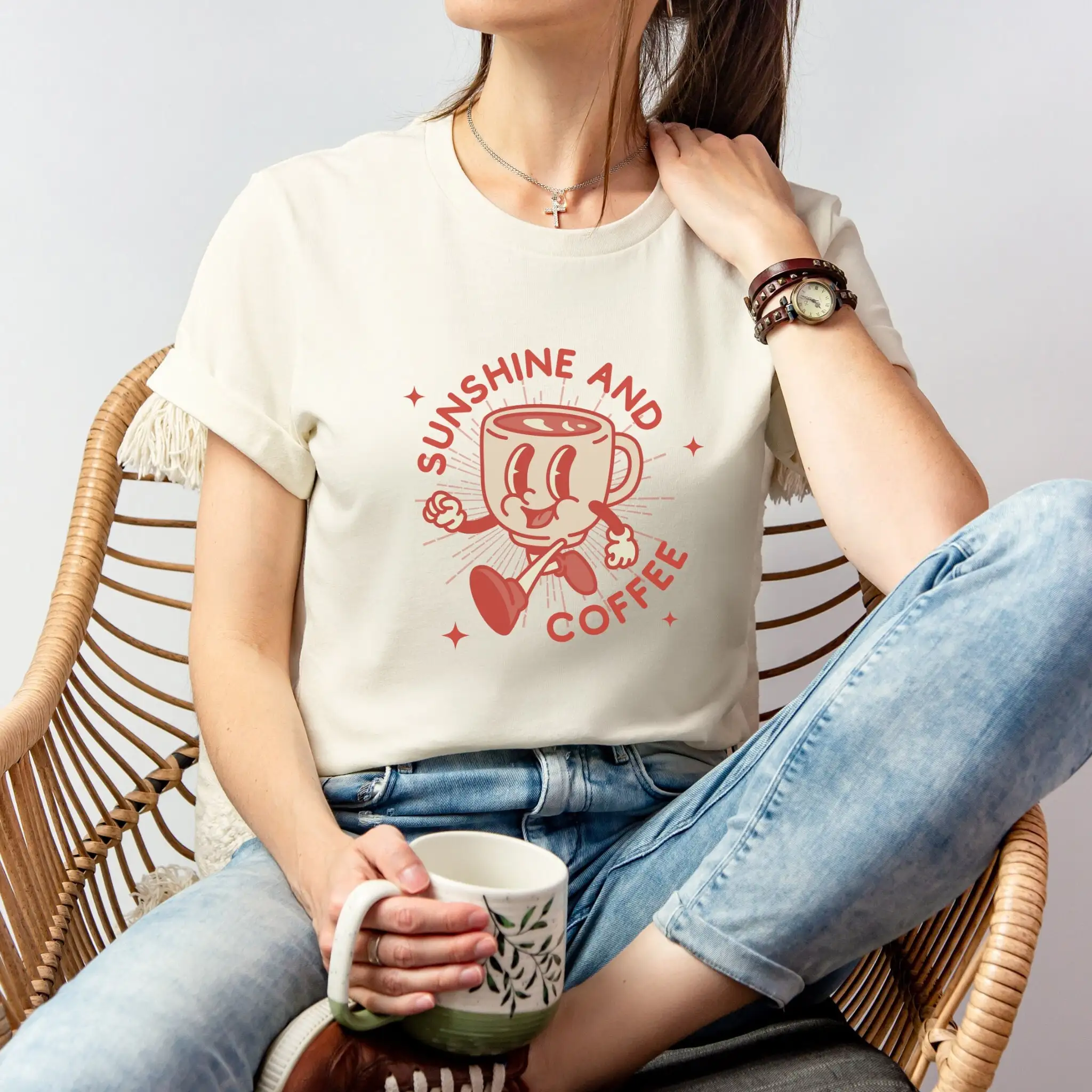 Sunshine And Coffee Retro Cartoon T Shirt Vintage Iced Weirdcore Mom Life Is Lovers Brunch