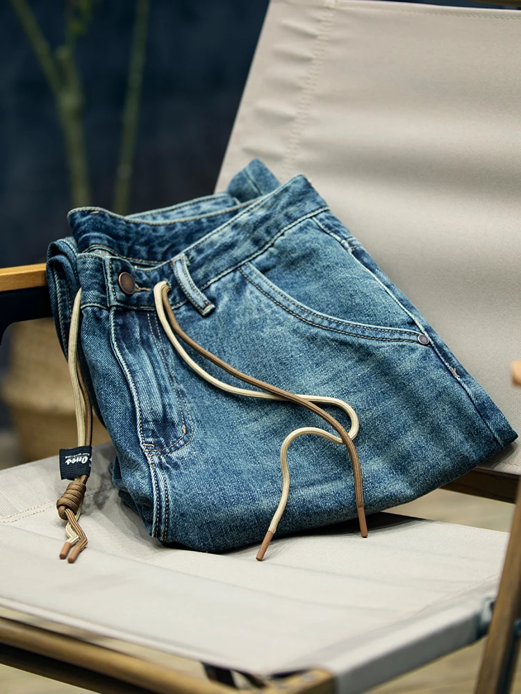 Trendy Loose Men's Straight Leg Jeans High Waist Corduroy Casual Wear Youth Fashion Cotton Polyester Blend Durable Jeans