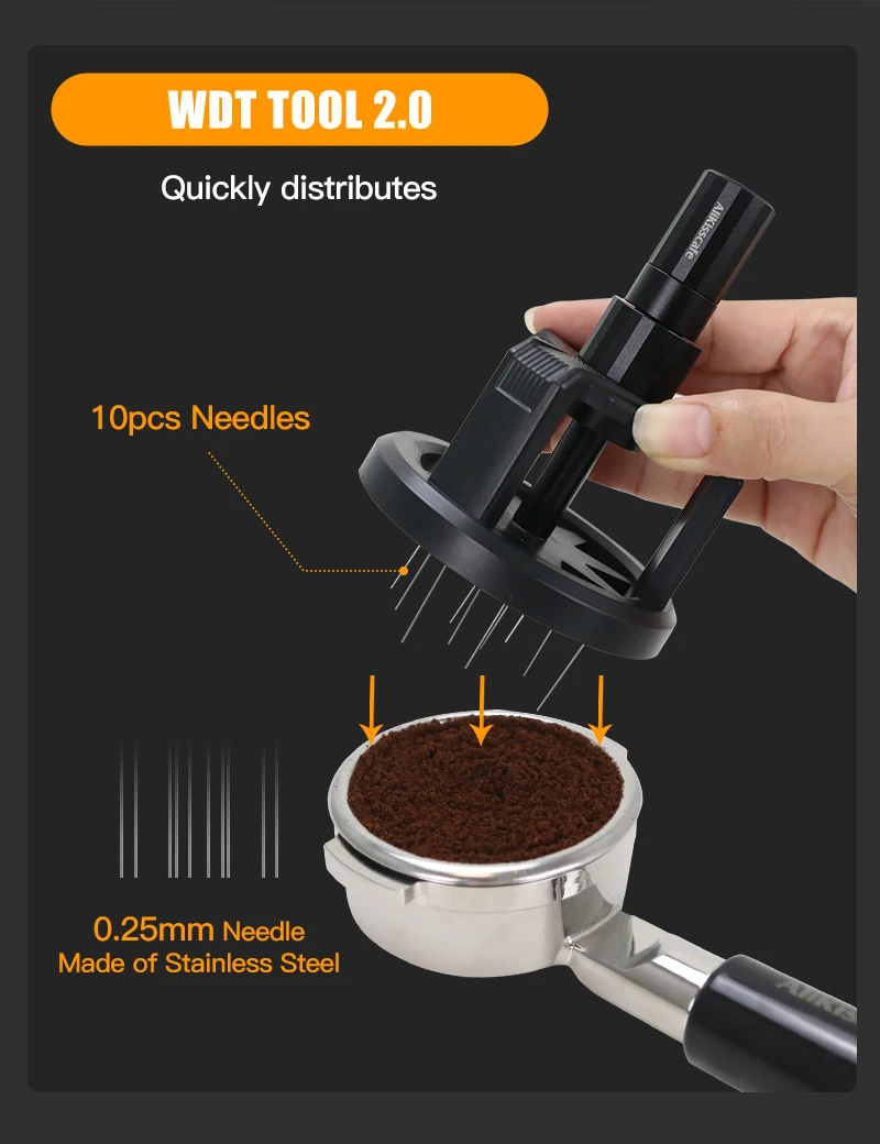 ALIKISSCAFE WDT Tools Rotary 51mm 54mm 58mm Espresso Rührer Nadel Distributor Magnetische Kaffeemaschine Zubehör Barista Werkzeuge – Detail 6