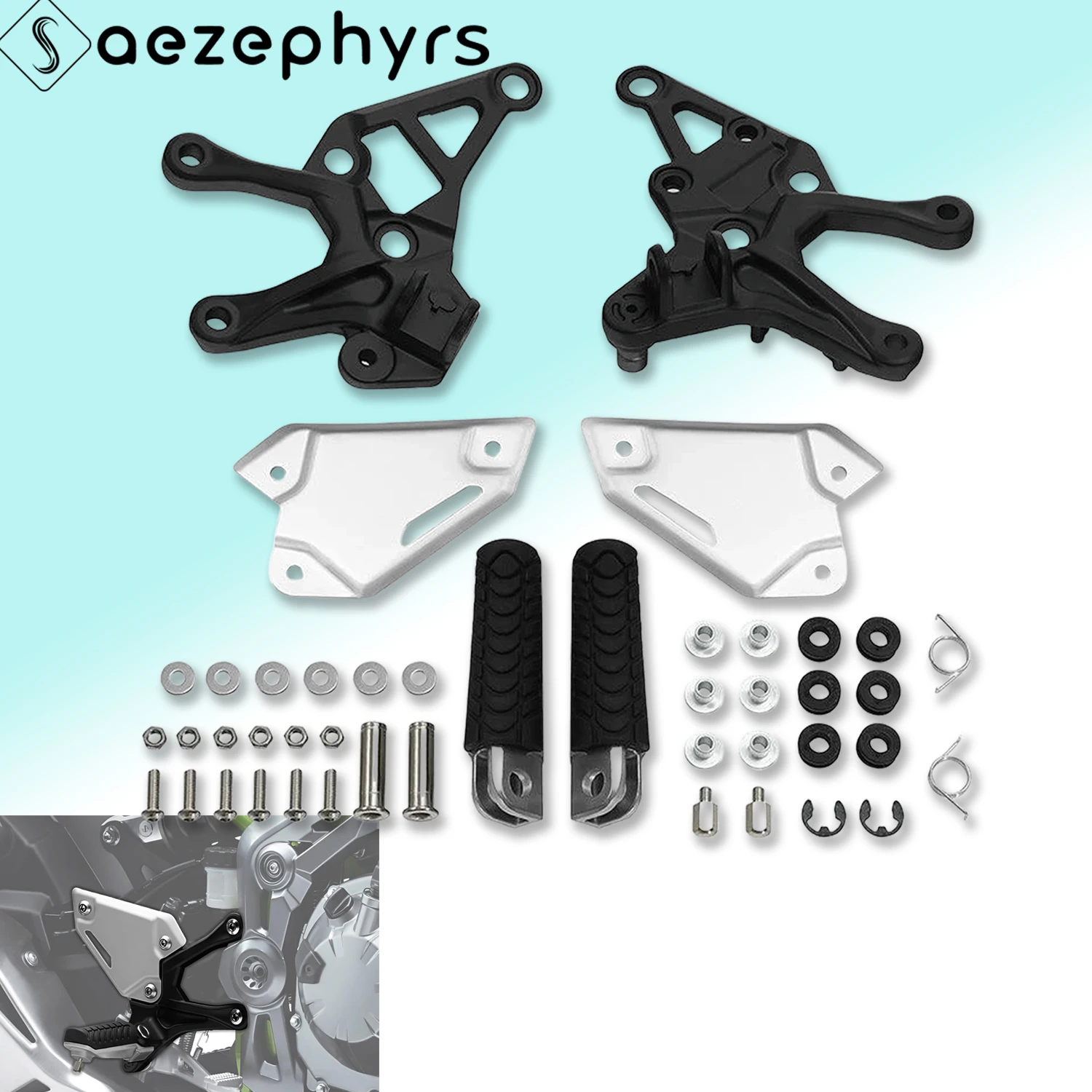 

Motorcycle Front Driver Foot Pegs Pedals Bracket Kit protection Accessories for Kawasaki ZR900 Z900 ABS SE 2017-2024 Z900RS 2021