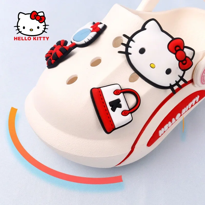 2024 Summer Children\'s Slippers Cute Hello Kitty Girls Anti-slip Beach Shoes Kids Soft Bottom Home Shoes Garden Shoes Hole Shoes