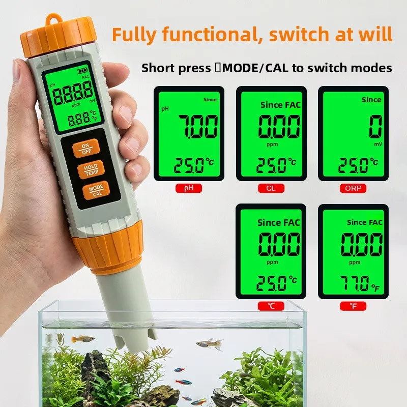 CL-X41 4-in-1 Multifunctional Water Quality Test Pen PH Residual Chlorine ORP Temperature Water Quality Analyzer