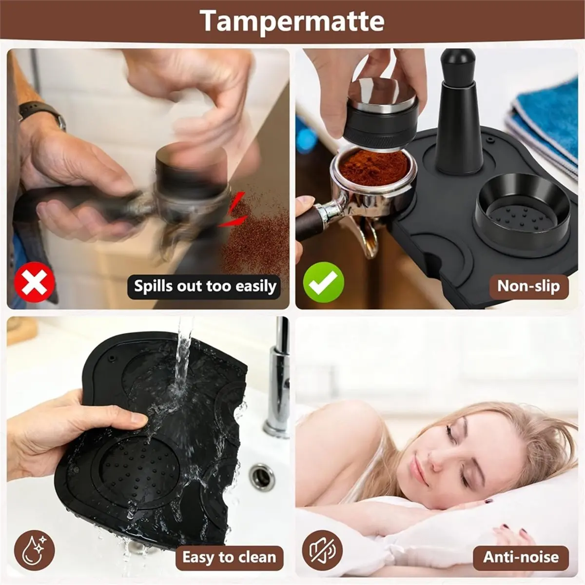 4PCS 51mm Coffee Tamper Set, Espresso Accessories Kit with Coffee Distributor & Tamper Leveler & WDT Tool & Tamper Mat