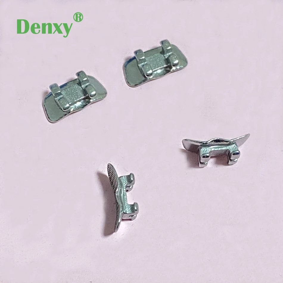 DENXY 100 Stück/25 Set Zahnärztliche Kieferorthopädische Brackets für den 1. Molar, klebbare Mesh-Basis Metallbrackets für den 6. Zahn, kieferorthopädische Zahnspange – Detail 2