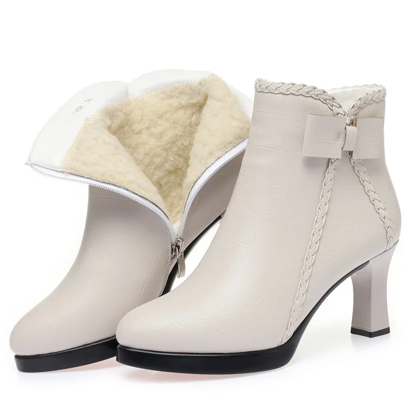 

New Women Ankle Boot Fashion Plush Warm Winter Shoes For Woman Classic Pointed Tip High Heeled Boots Designer Shoes Botas Mujer