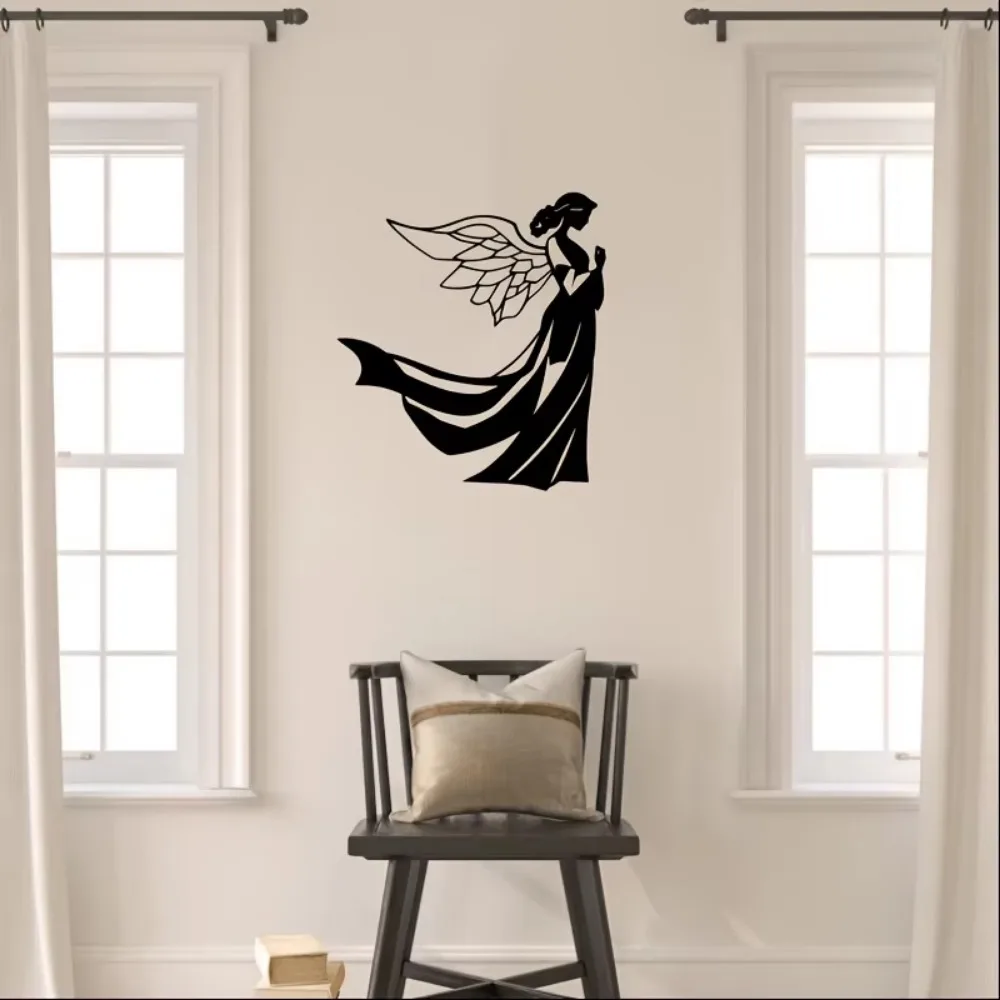 CIFBUY Iron Wall Art Angel Guardian Celestial Silhouette Sculpture Rust Proof Waterproof Indoor Outdoor Living Room Decor