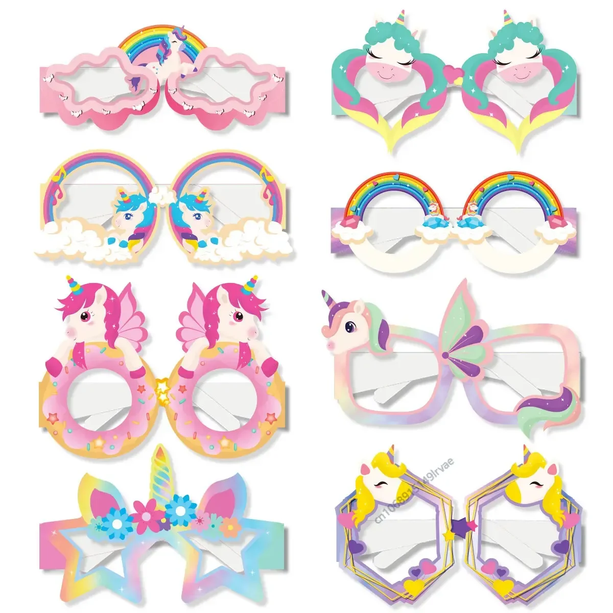 8pcs Cute Unicorn Party Paper Glasses Girls Birthday Favors Gift Rainbow Horse Glasses Photo Props Unicorn Theme Party Decor