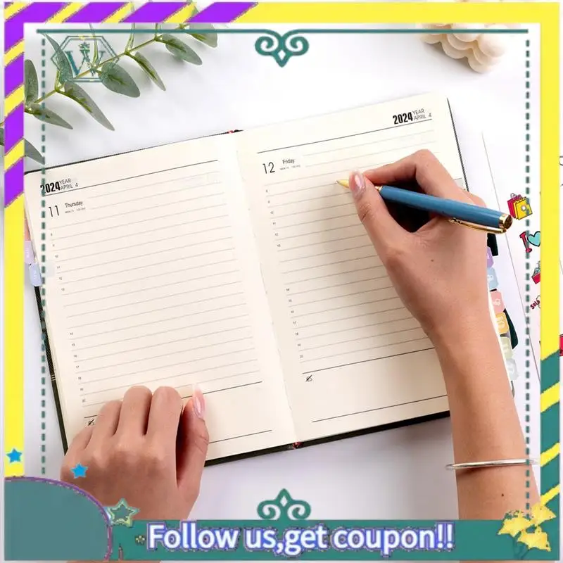 NEW 2024 Portable Planner 365 Days Cover Daily Weekly Schedule Notebook Compact Calendar Journal School Office Agenda Durable Bl
