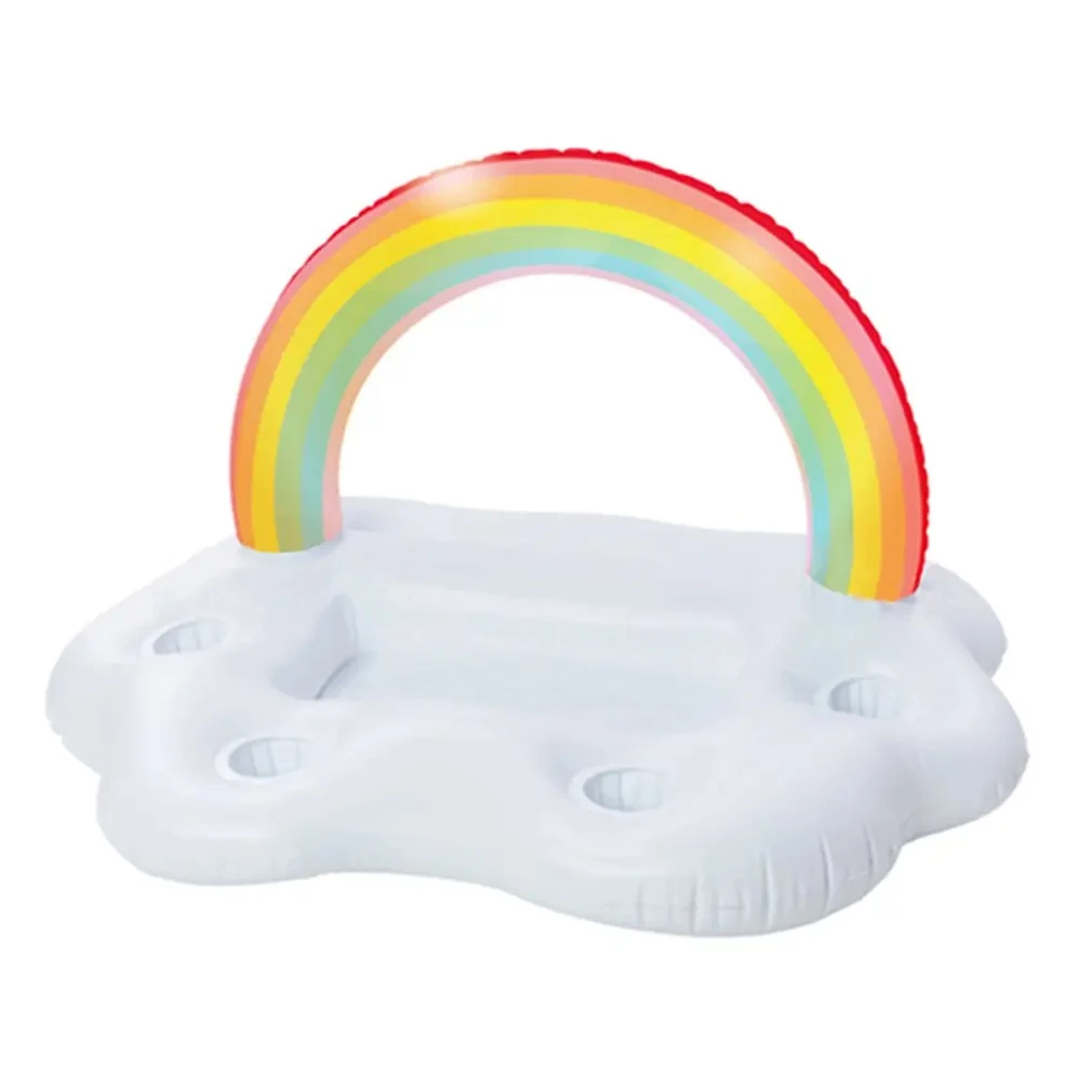 Swimming Pool Floating Table Summer Party Water Bucket Rainbow Cloud Cup Holder Swimming Pool Inflatable Bed Beer Ice Bucket