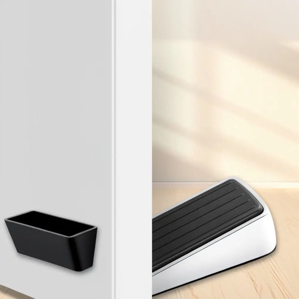 Modern Zinc Alloy Door Stopper Anti Slip Rubber Buffer Floor Mount Protective Wedge For Quiet Interior Door Access