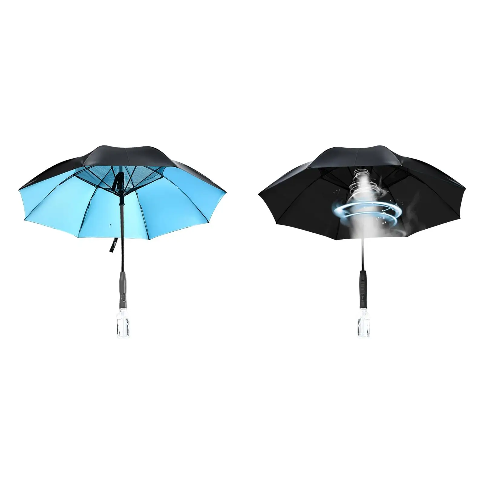 Umbrella with Fan and Mist Spray Rainproof Compact Portable for Hot Summer Sand