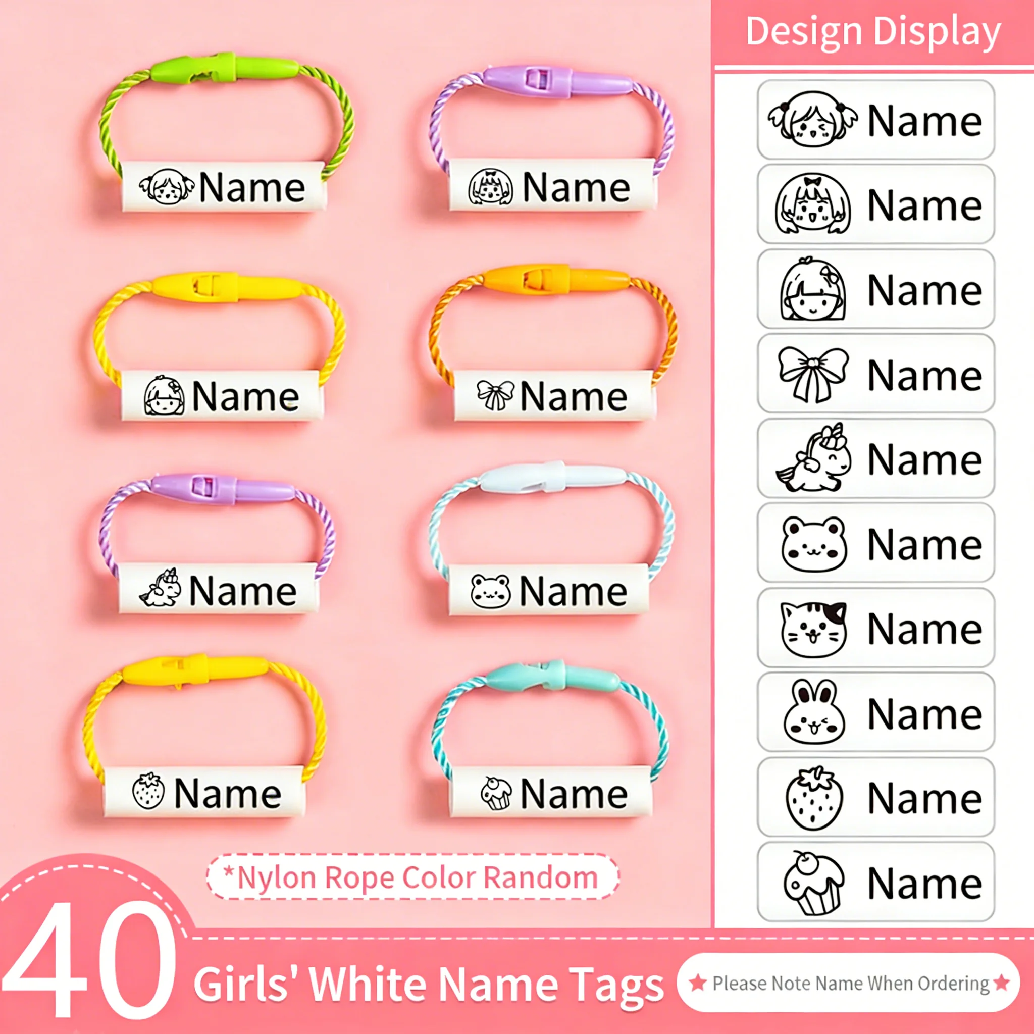 Personalisierte Namensanhänger für Babyschuhe, Schulranzen, Becher, Kleidung, wasserfest, mit Kordel, Namensring für Kinder, Namensetikett
