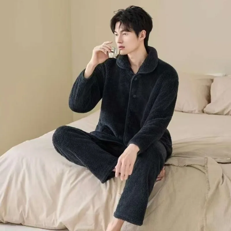 المرجان بيجامة من الصوف الخريف والشتاء مجموعات الأزواج والرجال يمكن الخروج مع الصوف سميكة فضفاضة كبيرة الحجم مجموعة ملابس تنحيف جديدة #6