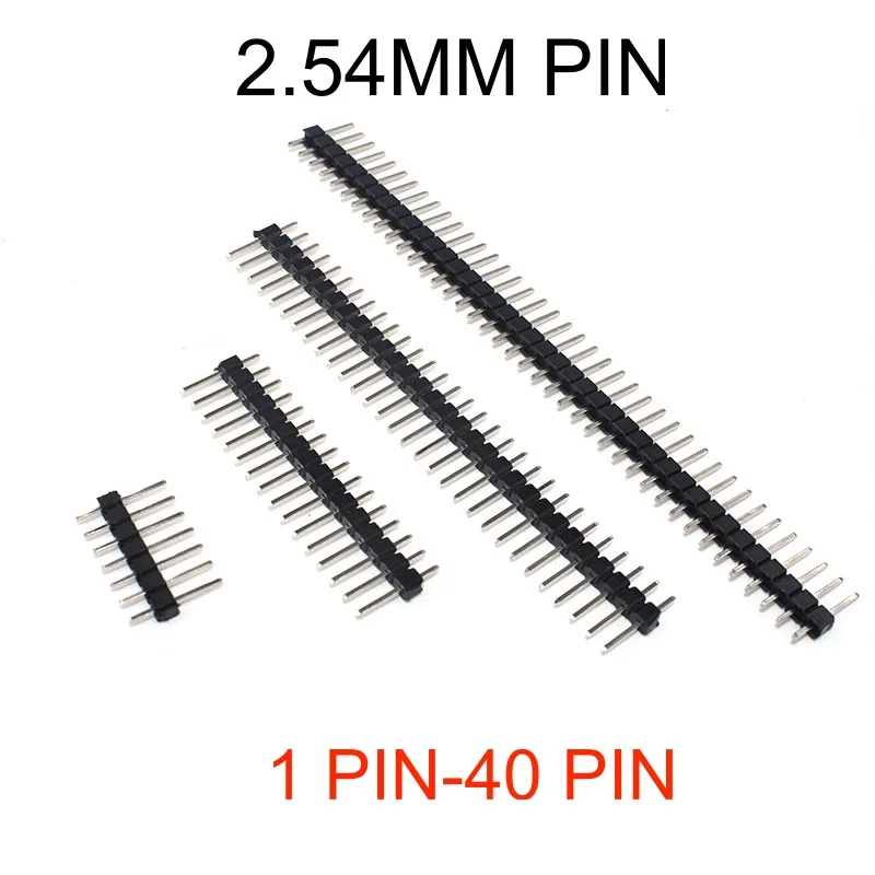 

PCB Board Pin Header Connector 2.54mm Single Row Male trip Pinheader 2/3/4/5/6/8/10/12/20/40Pin For Arduino