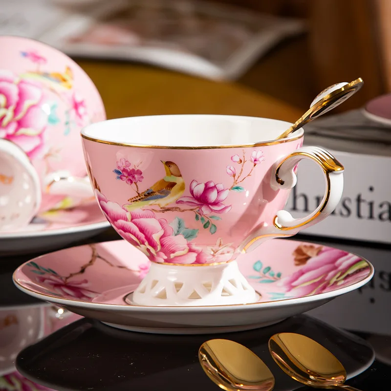 

Hxl bone china coffee cup and saucer ceramic floral tea cup and pot set afternoon tea set