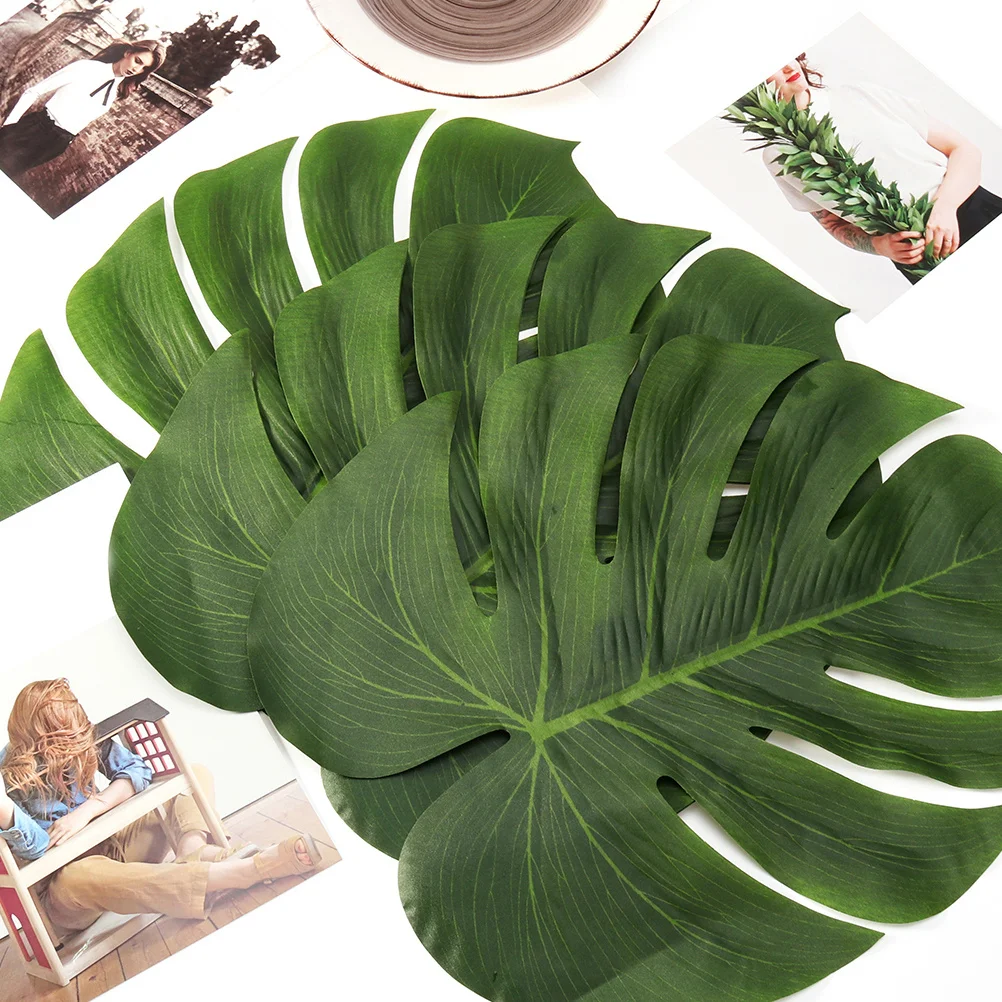 

35x29cm Large Green Fake Monstera Leaf Artificial Tropical Leaves Simulation Home Room Decoration Artificial Leaf