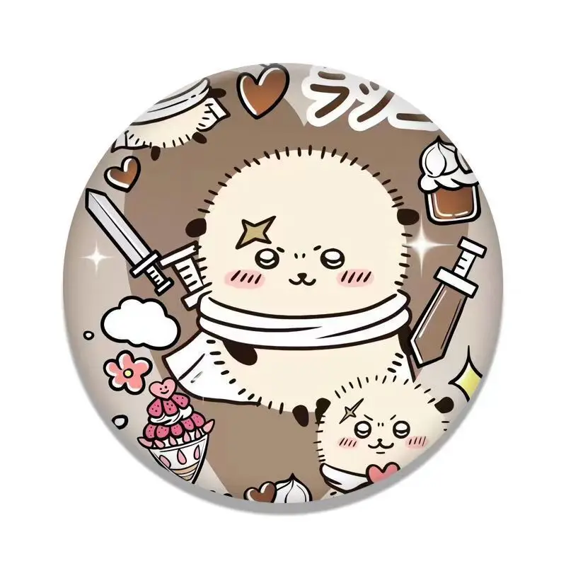 JIYI Laser Badge 58mm Tinplate Button Pin Usagi Hachiware Momonga Kawaii Anime Bar Collectible Gift Cute Accessory New view 5
