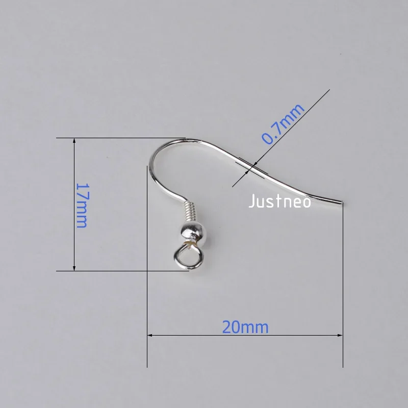 Solid 925 Sterling Silver Earring Hooks with Coil and 3 mm Ball Beads ,1pair