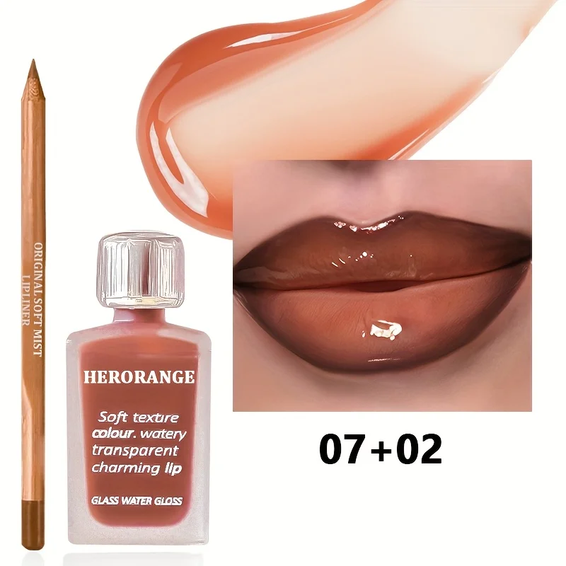 Herorange Lip Liner Gloss Combo Long Lasting Plump Lips All Skin Tone Holiday Gift