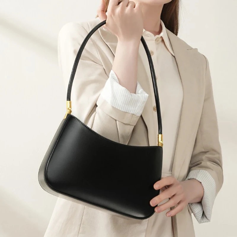 2025 جديد النمط الفرنسي الرغيف الفرنسي حقيبة كتف جلد طبيعي خمر تحت الإبط محفظة المتخصصة موضة التنقل حقيبة يد للنساء #3