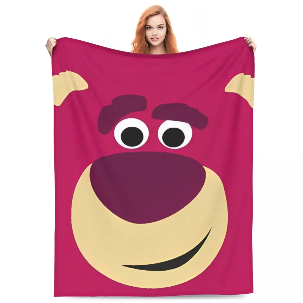 MINISO Lotso Cartoon Blanket Decorative Flannel Throw Blanket For Couch Bed Super Warm Custom DIY Quality Bedspread