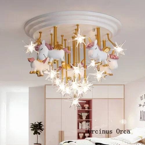 Nordic Modern Simple LED Star Pony ceiling lamp Boys and Girls Bedroom lamp Colored Soldiers ceiling lamp free shipping