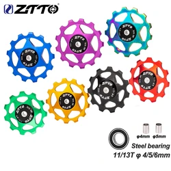 ZTTO 11T 13T MTB Bicycle Rear Derailleur Jockey Wheel Steel Bearing Pulley AL7075 CNC Road Bike Guide Roller Idler 4mm 5mm 6mm