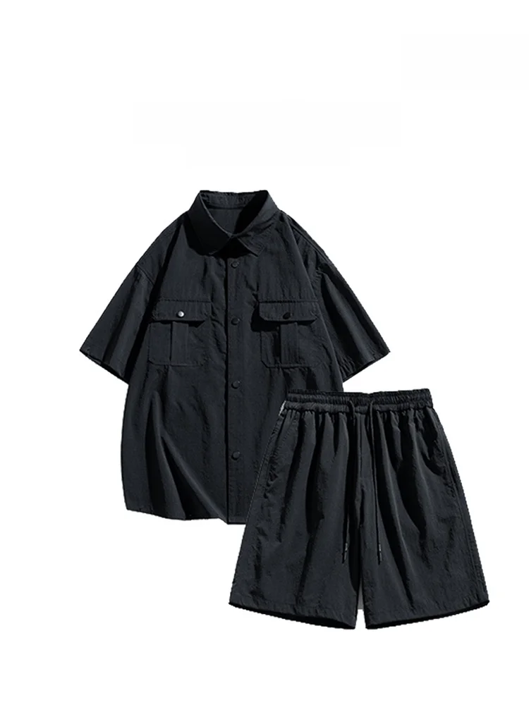 

Kith Summer Casual ort Sve irt Set Men's eat Wall Pattern Versatile Polyester Nylon Blend Faionable Youthwear