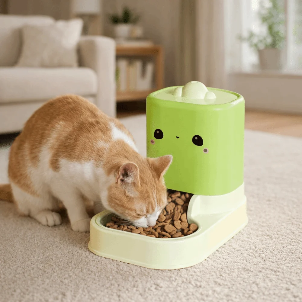 Mangeoire automatique pour chat de grande capacité, distributeur d'eau Anti-déversement Durable pour animaux de compagnie, mangeoire en plastique en forme de dessin animé pour chien, multi-animaux domestiques