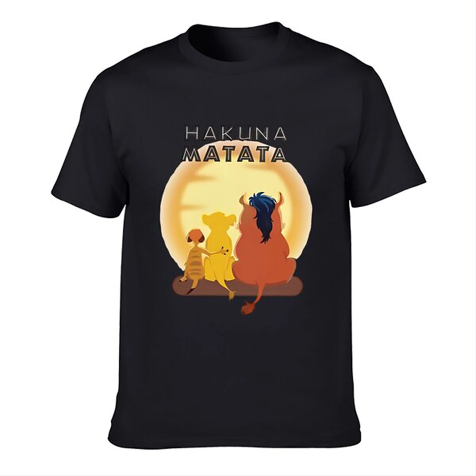 Handsome T-shirt Graphic The Lion King Film Tee Loose Fit Mens Hakuna Matata Cartoon Lover T Shirt Short Sleeved Cotton Tshirt