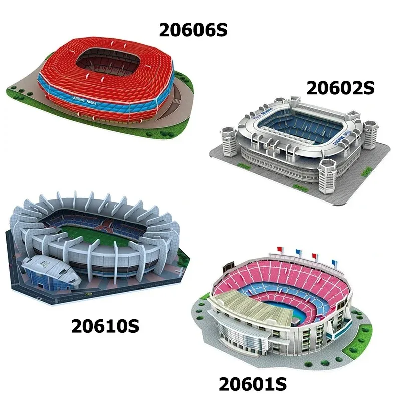 Campo de fútbol en miniatura 3D, rompecabezas DIY, modelos de estadios de fama mundial, juego de fútbol, juguetes periféricos, regalos de cumpleaños para fanáticos