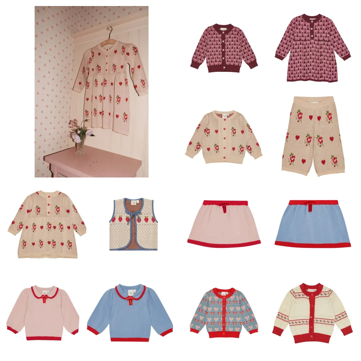 

Вязаный кардиган с клубничным узором, рождественская тема, короткая юбка для девочек и мальчиков, праздничный жилет, жилет, одежда для новогоднего праздника