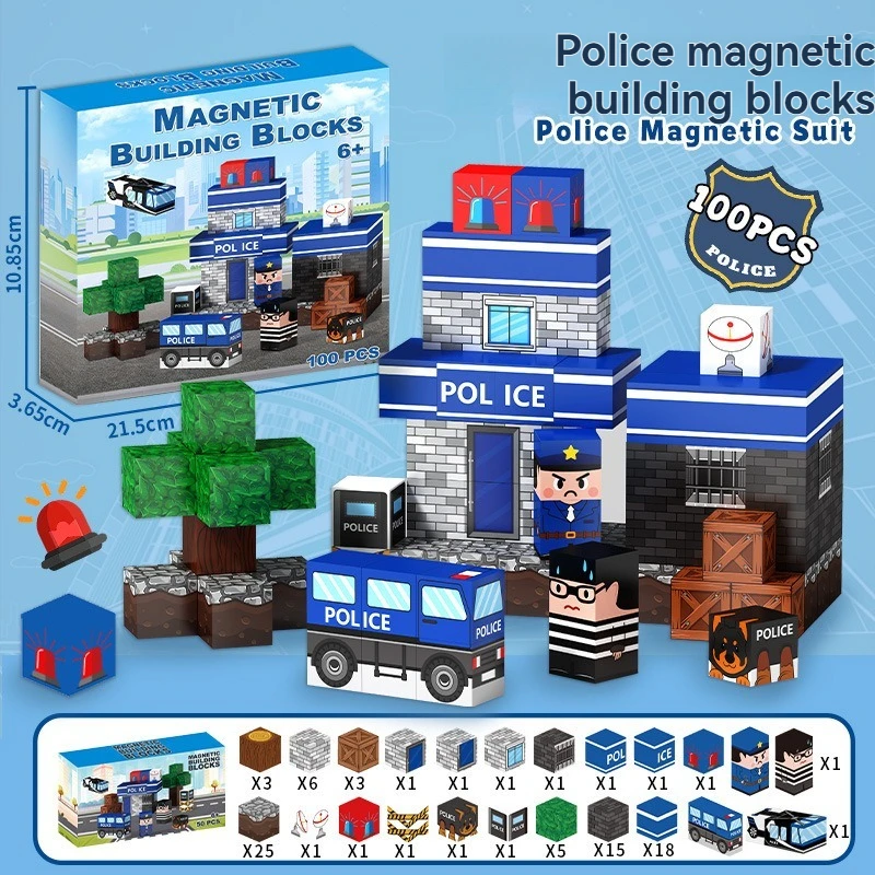 2026 New Magnetic Building Blocks Christmas Splice Scene Magnet Cube Set, DIY Model Children Sensory Educational Toy Gift