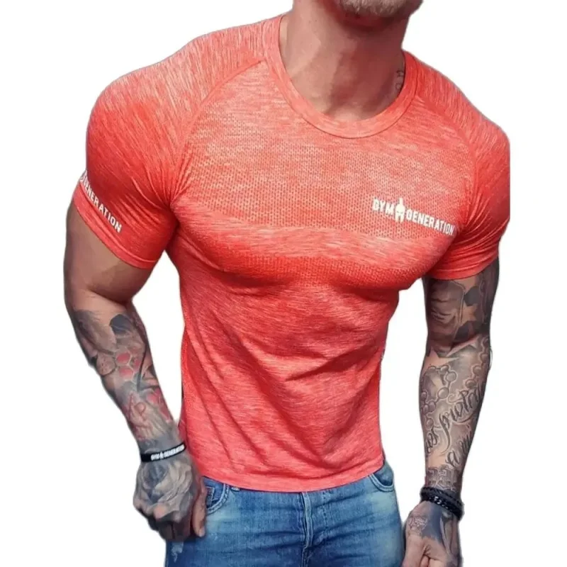 summer Running T-shirt Fitness Short Sleeve Tight Tops round collar Compression T-shirt elasticity Sport Shirt Men Gym T Shirt