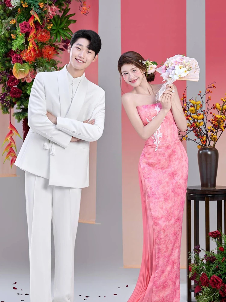 

New Chinese Style Wedding Dress Morning Robe Bridegroom Engagement Morning Shoot Evening Gown National Style Wedding Banquet ...