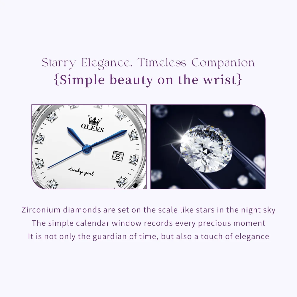 OLEVS 5575 Women Watch Fashion Simple Calendar Waterproof Dial Luxury Brand Elegant Diamond Quartz Women's Watch Reloj Mujer