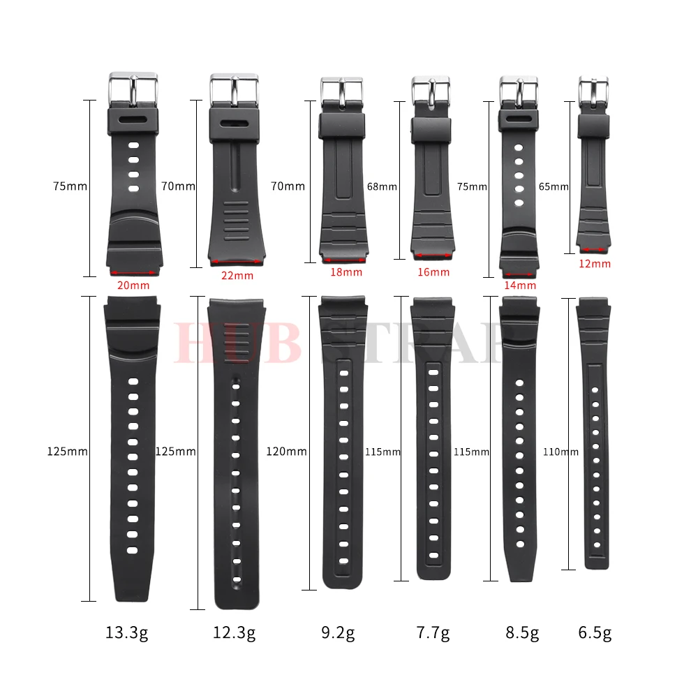 12 14 16 18 20 22mm Silicone Bracelet  Resin Strap for CASIO W800H SGW400 Wristband for F84 F91W AE1200/1300 A158/168 F105/108 view 6