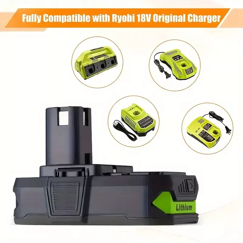 P108 Battery For Ryobi ONE+ System P102 P103 P105 P107 P109 P122 18-Volt w/LED Gauge Indicator Cordless 18V 5.0 Ah