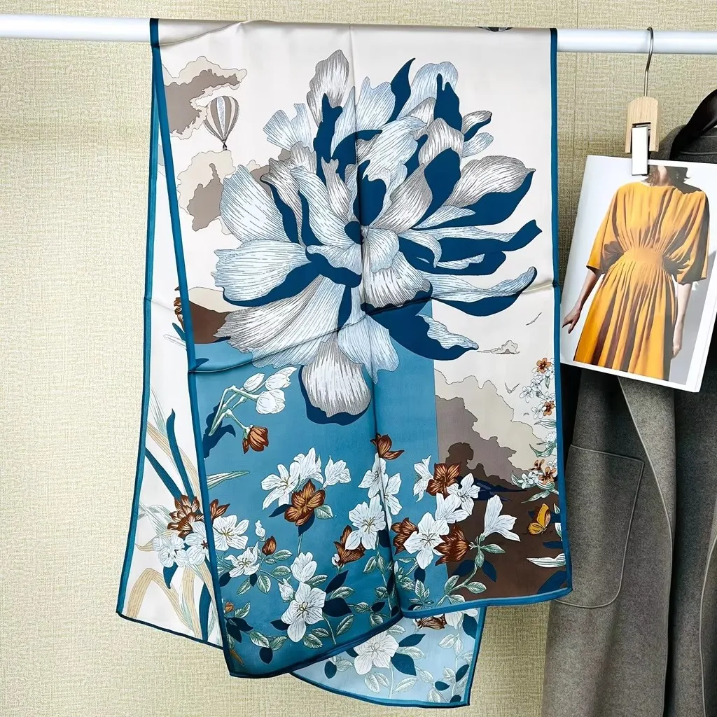 Hangzhou 100% Natural Real Silk Scarf for Women Bandana long Scarves Kerchief Hijab Neckerchiefl Wraps Echarpe Foulard Female