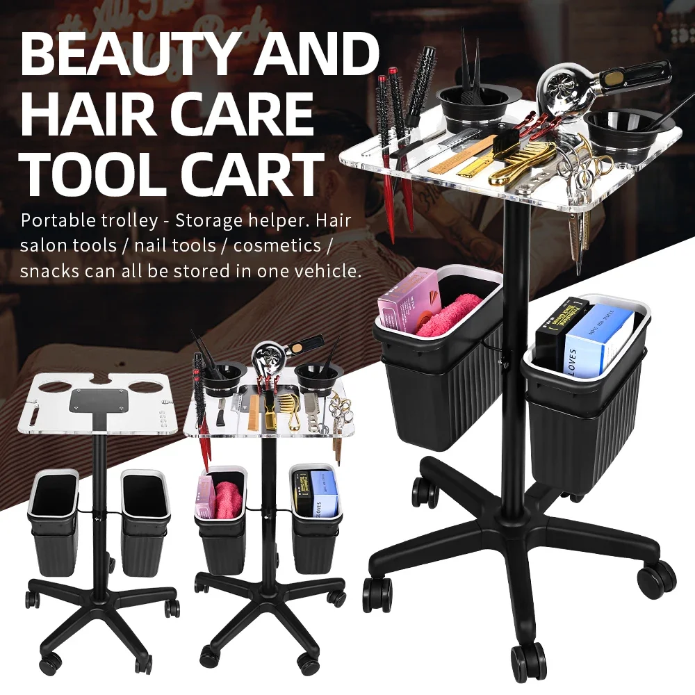 

Professional Acrylic Salon Trolley Cart with Wheels & Storage, All-in-One Mobile Station for Tattoo, Spa, Beauty Accessories